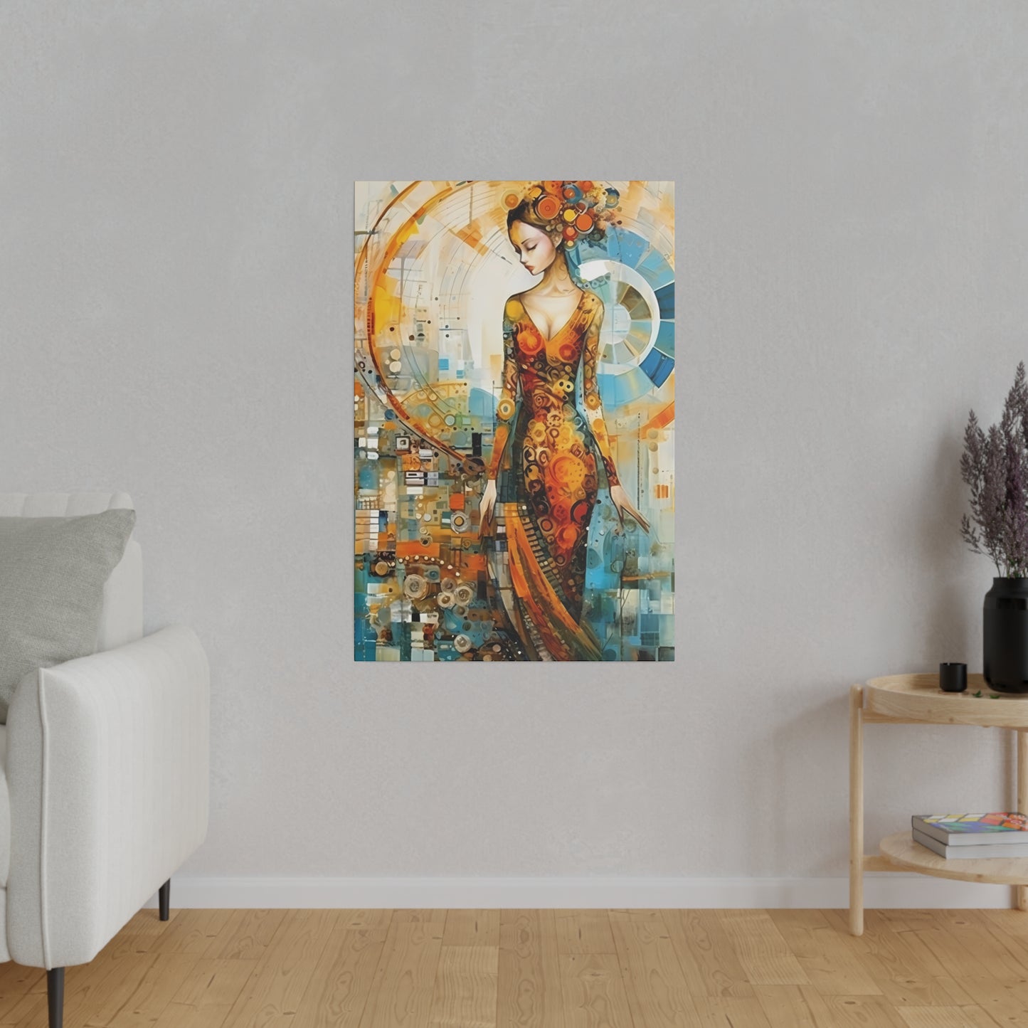 Nature's Elegance: Fibonacci Inspired Beauty - Canvas Art Celebrating Womanhood, Stretch Canvas Modern Wall Art