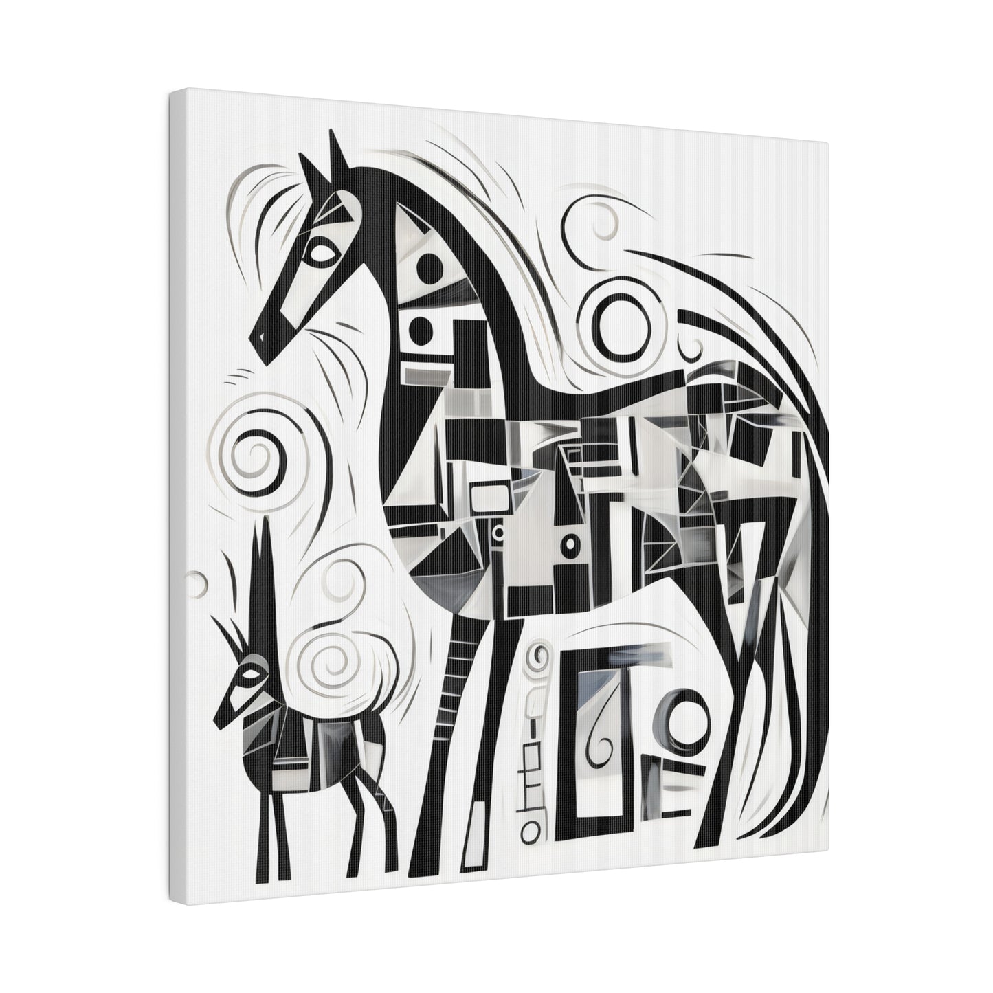 Enchanting Realms Unleashed: Eco-Friendly Abstract Horse and Cat Canvases for the Modern Home, Wall Art on Stretched Canvas, Home Decor Gift