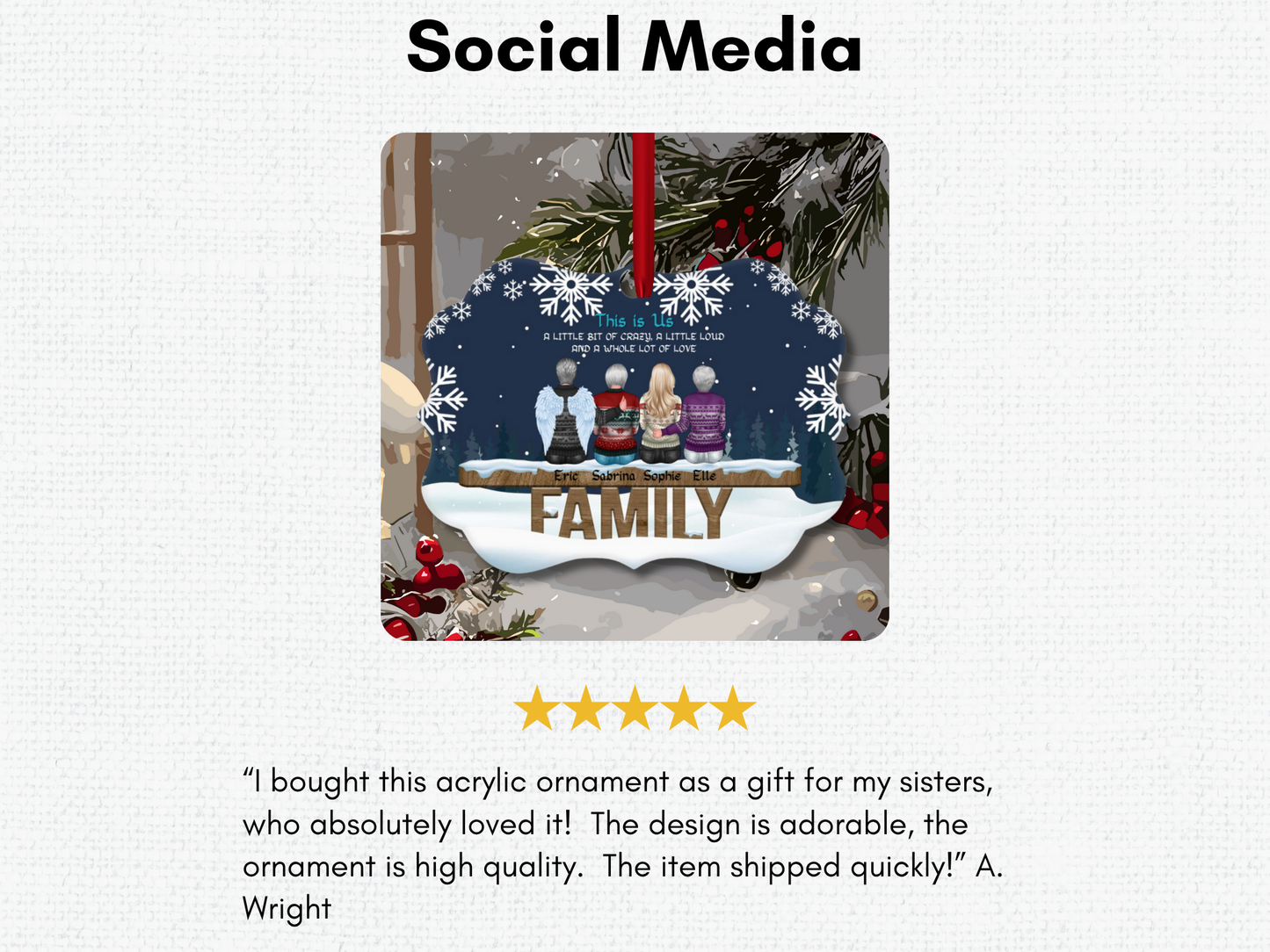 Custom Photo Ornament, Single or Double-sided, 3 inches with Gift Box