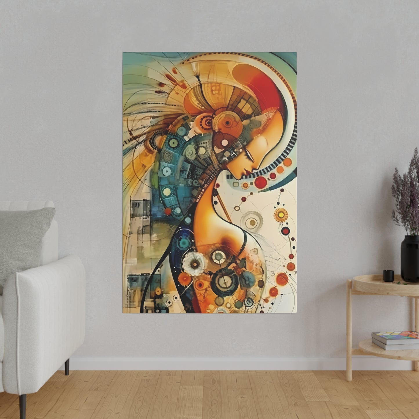 Nature's Elegance: Fibonacci Inspired Beauty - Canvas Art Celebrating Womanhood, Stretch Canvas Modern Wall Art