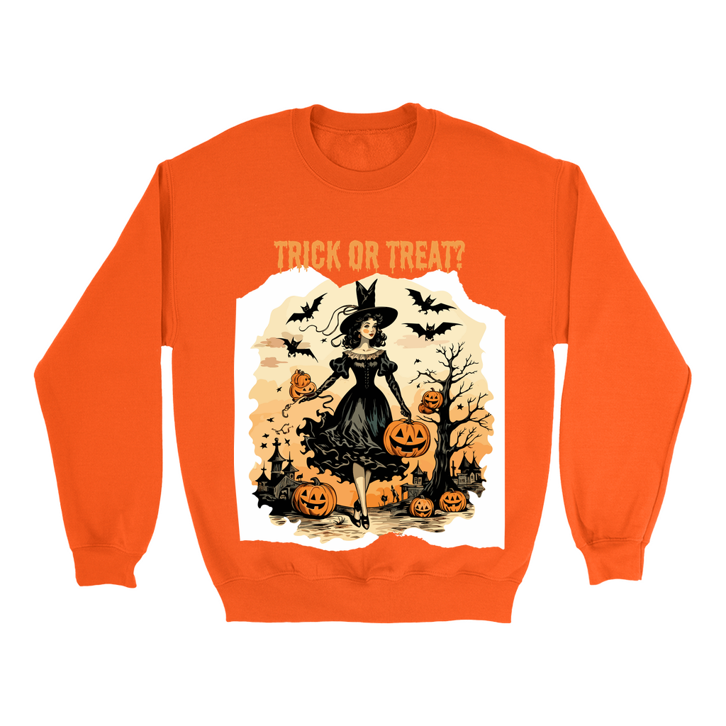 Explore our bewitching collection of Halloween sweatshirts, showcasing the mysterious allure of a witch on the front.