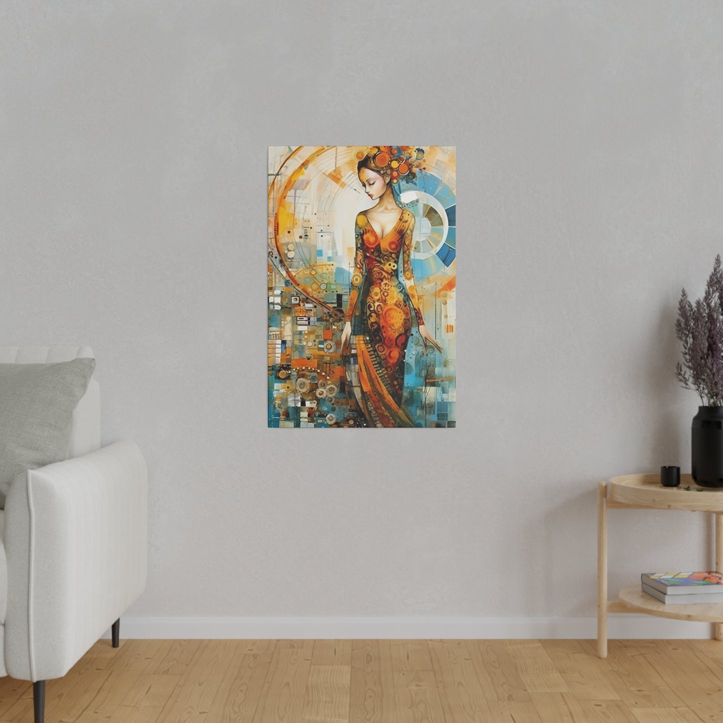 Nature's Elegance: Fibonacci Inspired Beauty - Canvas Art Celebrating Womanhood, Stretch Canvas Modern Wall Art