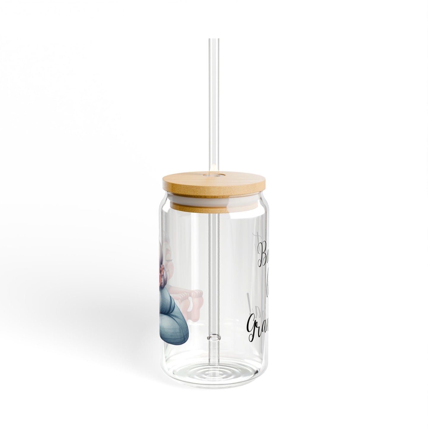 Our "Grandma Yoga" Collection Sipper Glass with Bamboo Lid and Tritan Straw!