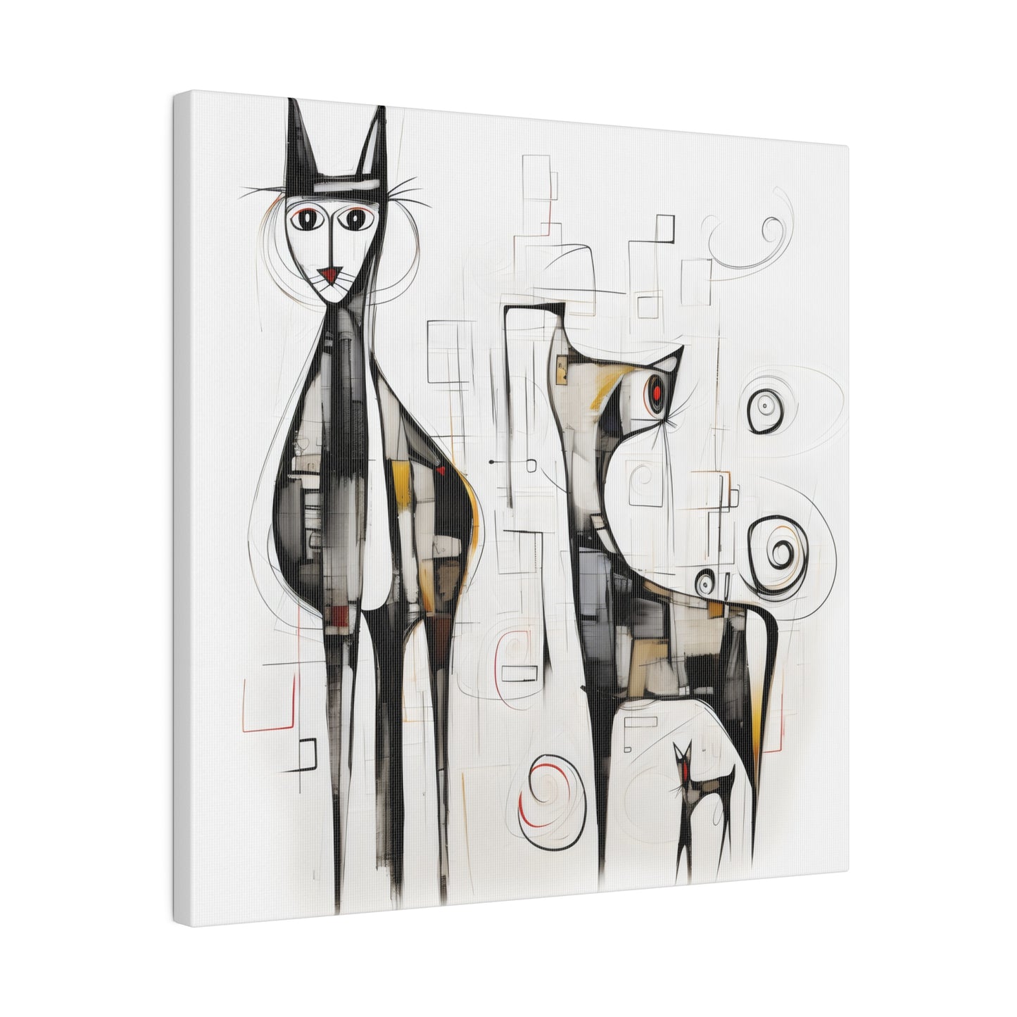 Enchanting Realms Unleashed: Eco-Friendly Abstract Horse and Cat Canvases for the Modern Home, Wall Art on Stretched Canvas, Home Decor Gift