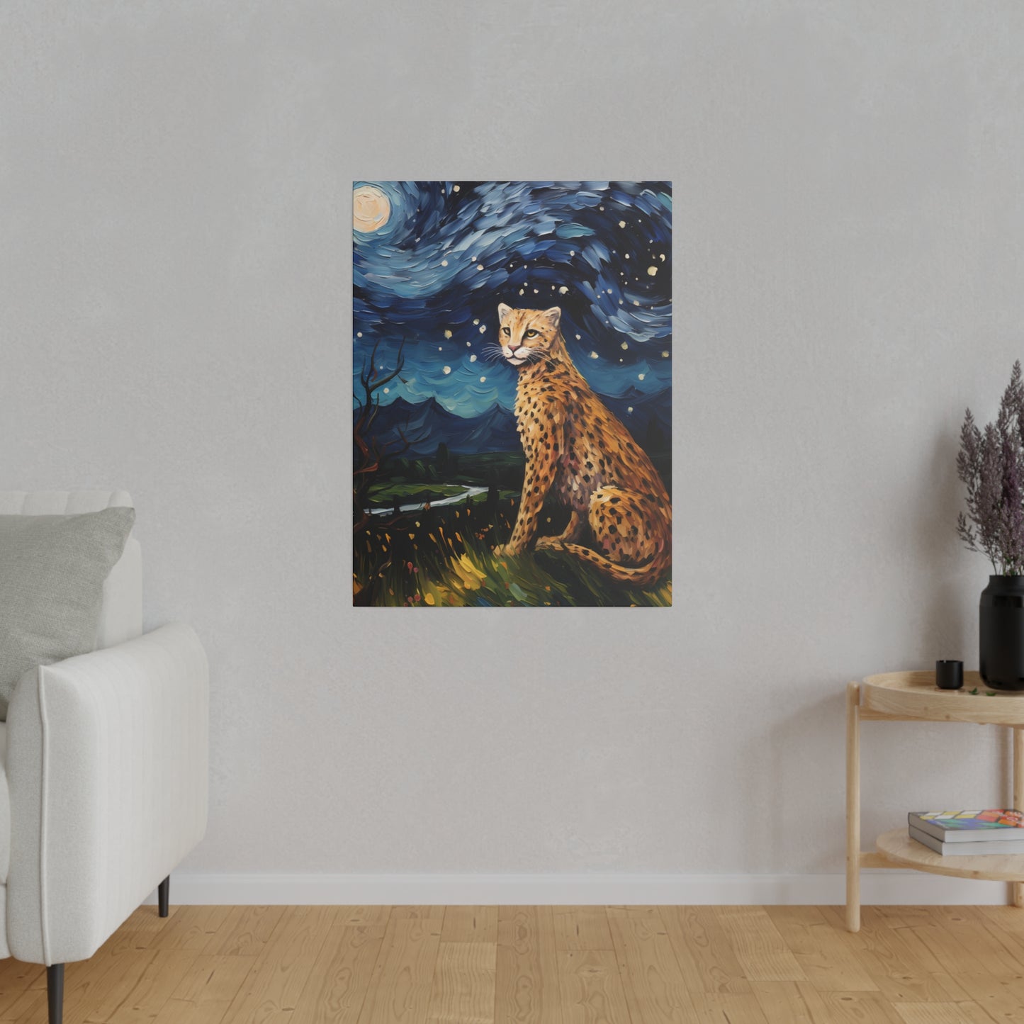 Starry Night Reimagined: Eco-Friendly Van Gogh-Style Canvas, Van Gogh Style Wall Art Starry Night Oil Painting on Stretched Canvas