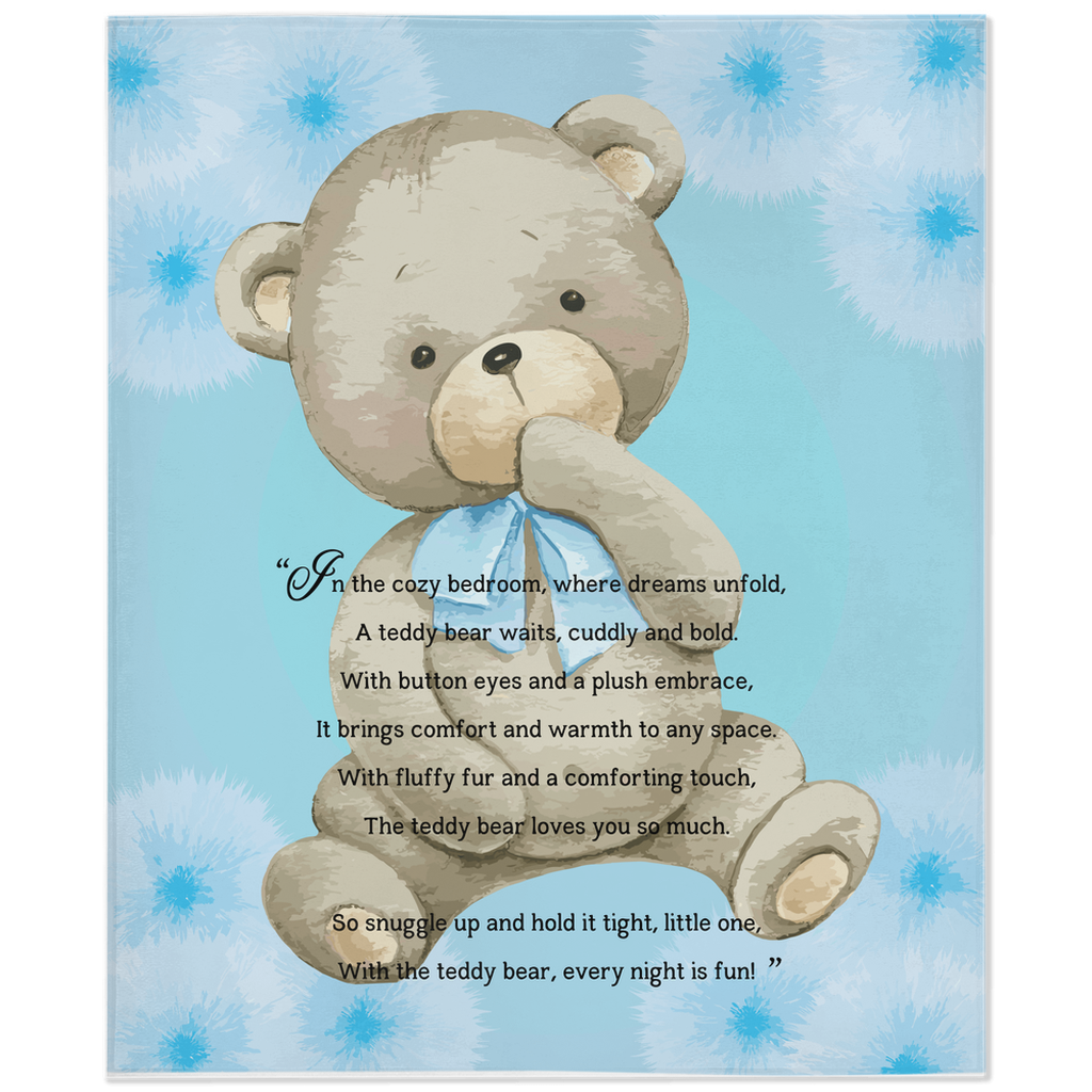 Introducing our adorable luxurious super soft Velveteen Children's Teddy Bear Blanket, the perfect Cuddle companion, Kid's Rhyme Blanket