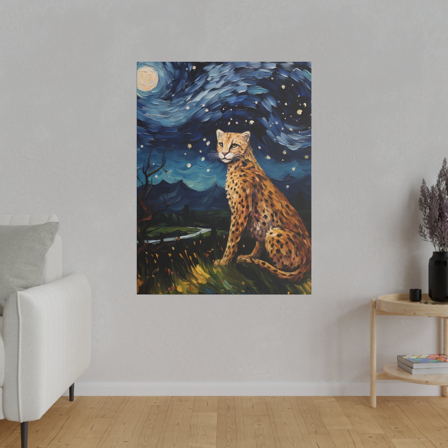 Starry Night Reimagined: Eco-Friendly Van Gogh-Style Canvas, Van Gogh Style Wall Art Starry Night Oil Painting on Stretched Canvas