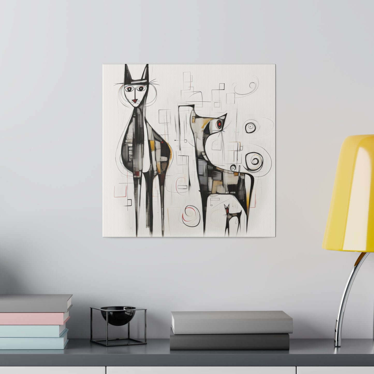 Enchanting Realms Unleashed: Eco-Friendly Abstract Horse and Cat Canvases for the Modern Home, Wall Art on Stretched Canvas, Home Decor Gift