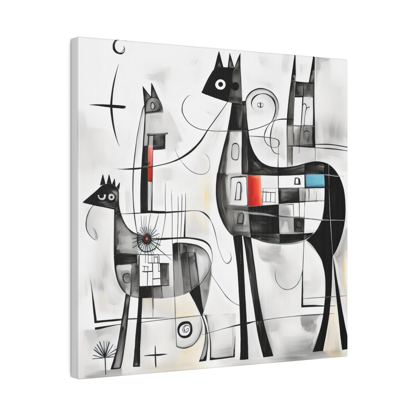 Enchanting Realms Unleashed: Eco-Friendly Abstract Horse and Cat Canvases for the Modern Home, Wall Art on Stretched Canvas, Home Decor Gift