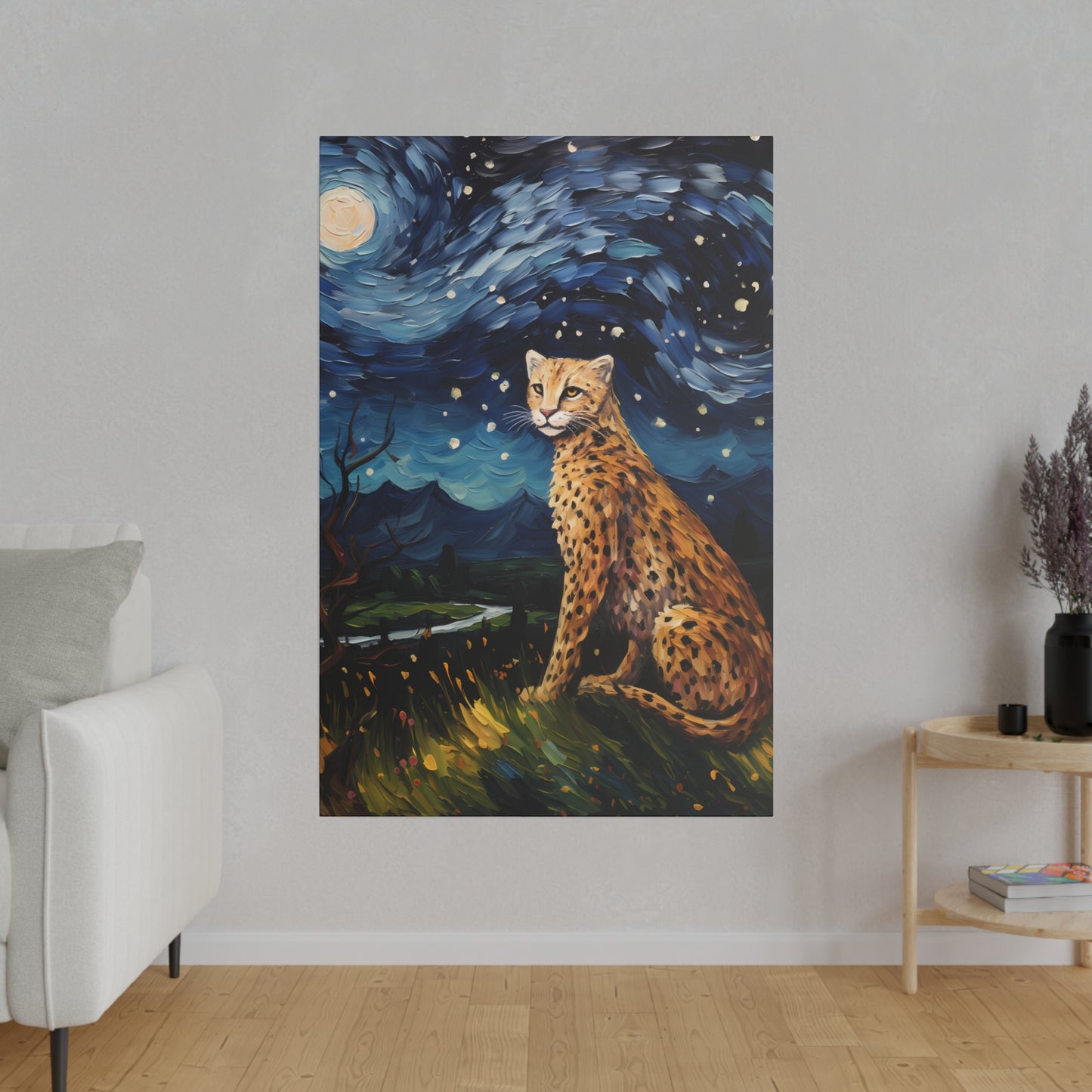 Starry Night Reimagined: Eco-Friendly Van Gogh-Style Canvas, Van Gogh Style Wall Art Starry Night Oil Painting on Stretched Canvas