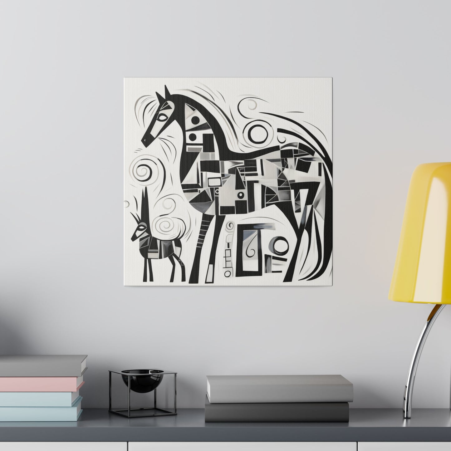 Enchanting Realms Unleashed: Eco-Friendly Abstract Horse and Cat Canvases for the Modern Home, Wall Art on Stretched Canvas, Home Decor Gift