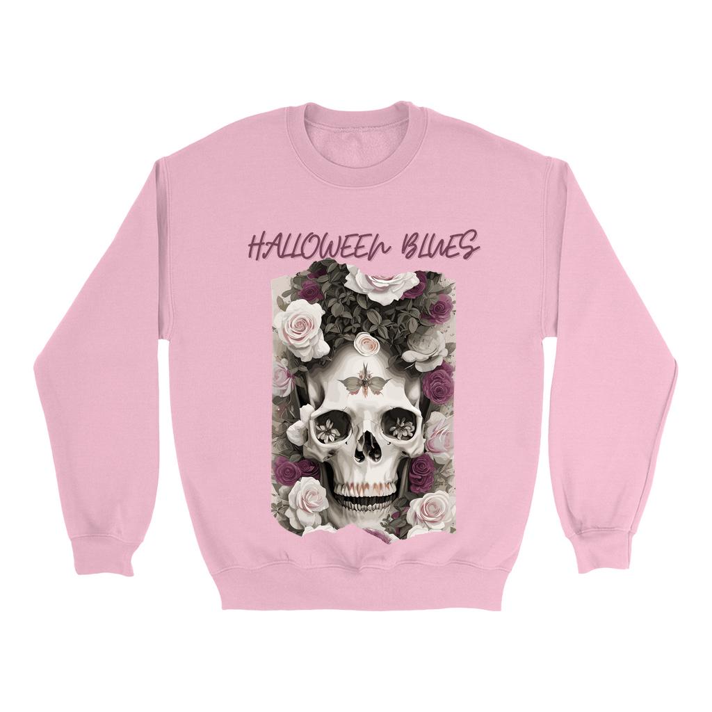 Explore our bewitching collection of Halloween sweatshirts, showcasing the mysterious allure of a skull and roses on the front.