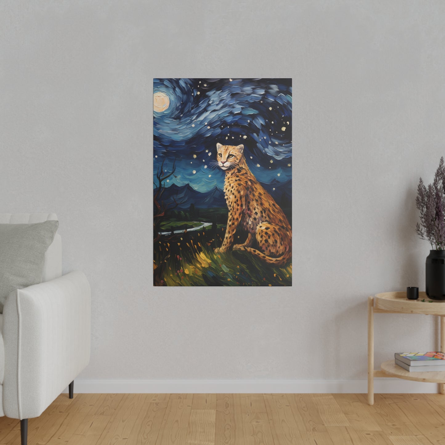 Starry Night Reimagined: Eco-Friendly Van Gogh-Style Canvas, Van Gogh Style Wall Art Starry Night Oil Painting on Stretched Canvas