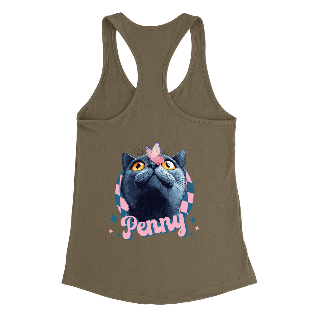 Next Level 1533 Women’s Racerback Tank Top – Whimsical Animal & Insect Portrait.