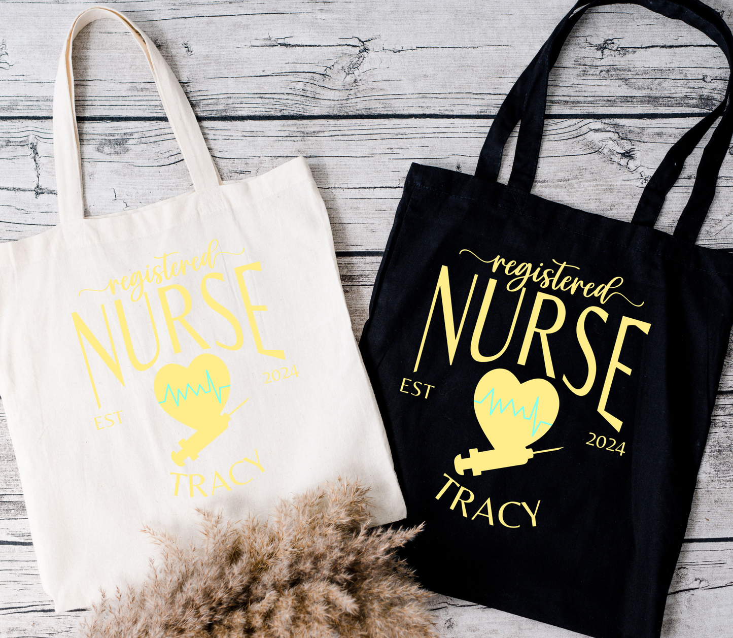 Personalized Cotton Canvas Nurse Tote Bags – Customizable with your Speciality, Name and Year of Graduation, Cute Canvas Tote Bag Gift for Nurse Eco-friendly Bag