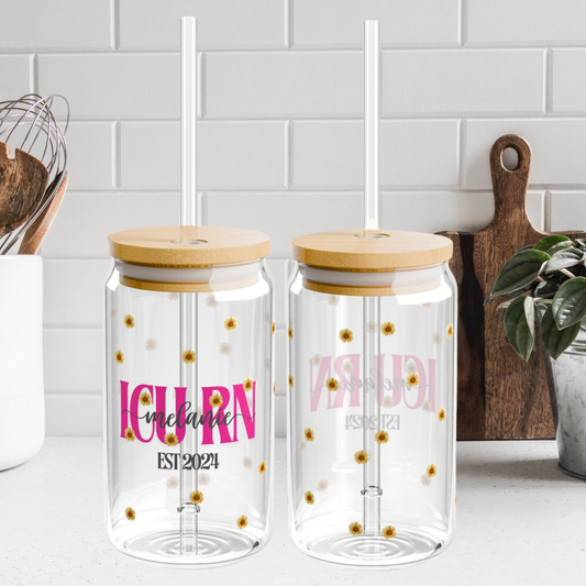 Celebrate Nurses with Customized and Personalized Sipper Glasses Stylish Customizable and Eco-Friendly, Personalized with Name, Custom Nurse Title, Year, Graduation, Gift