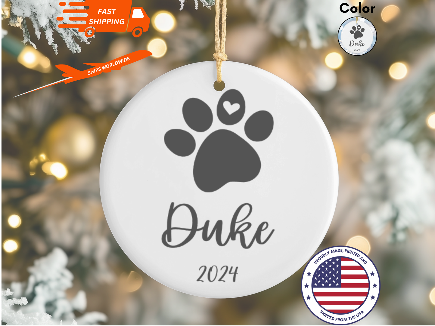 Personalized Pet Memorial Ornament, Sympathy Gift For Loss Of Dog or Cat, Remembrance Gift Pet Loss, Pawprint Pet Keepsake Bauble