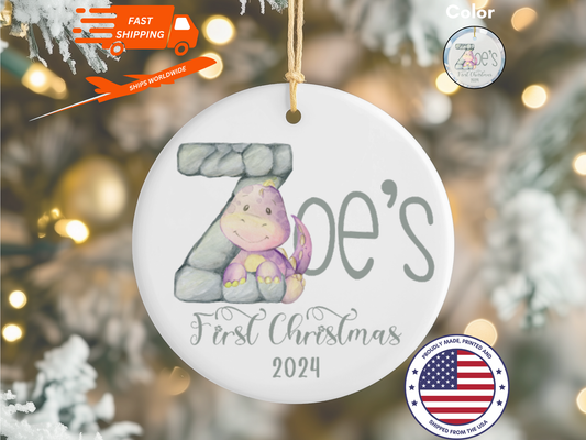 Personalized, Customized Baby’s First Christmas Tree Porcelain Alphabet Ornament, Baby’s 1st Christmas Bauble, Baby’s Christmas Keepsake