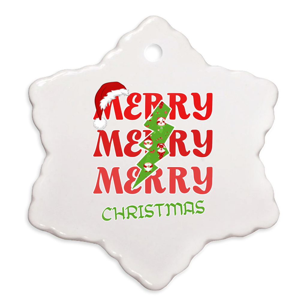 Exquisite Christmas Porcelain Ornaments With “Merry, Merry, Merry, Christmas” A Stunning Addition To Your Holiday Decor.