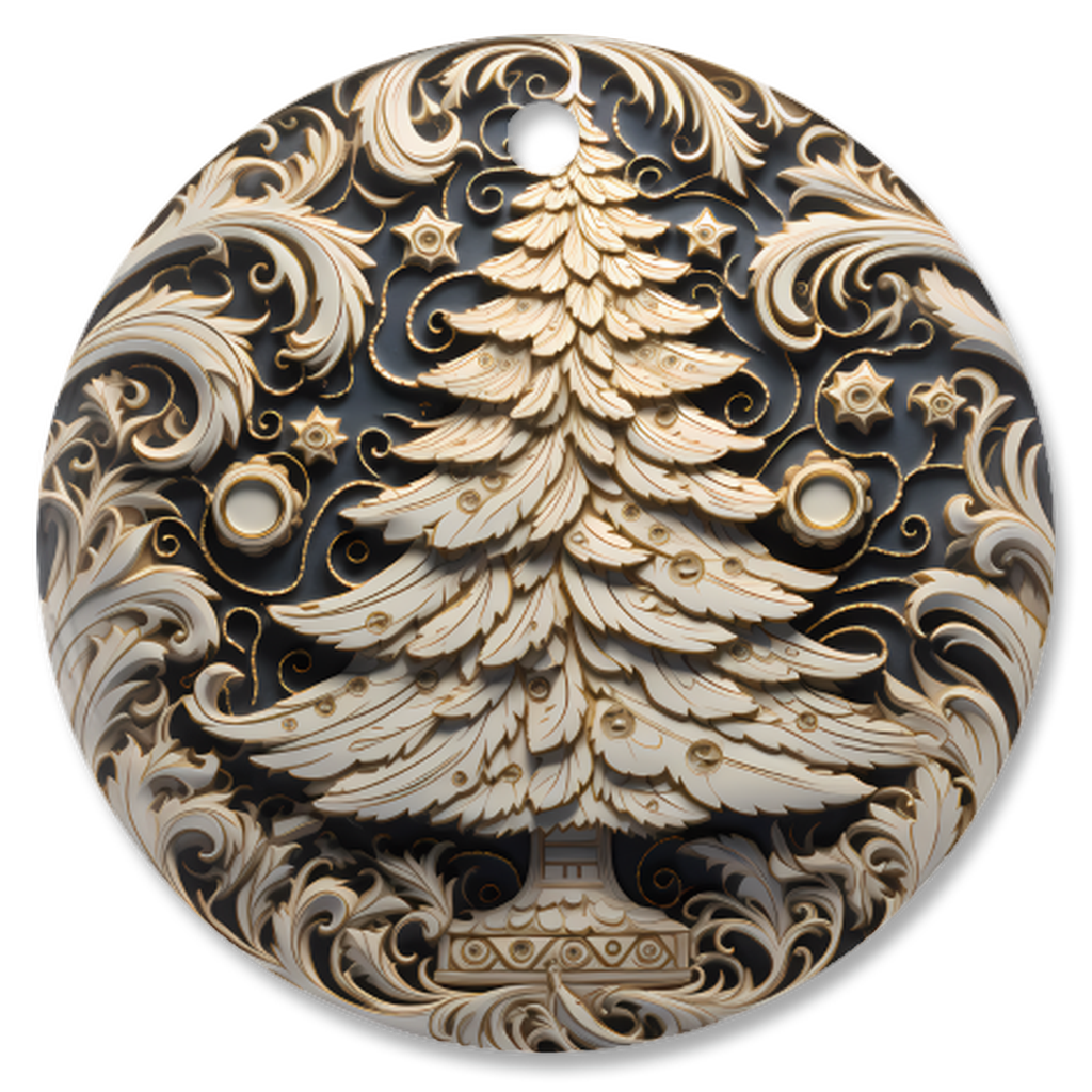 Radiant 3D Porcelain Christmas Ornament:  Elegance in Every Detail for Your Holiday Joy!