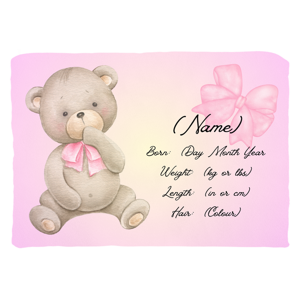 Personalized plush faux suede Pink Teddy Bear Throw Cushion, a cherished keepsake for life's precious moments!