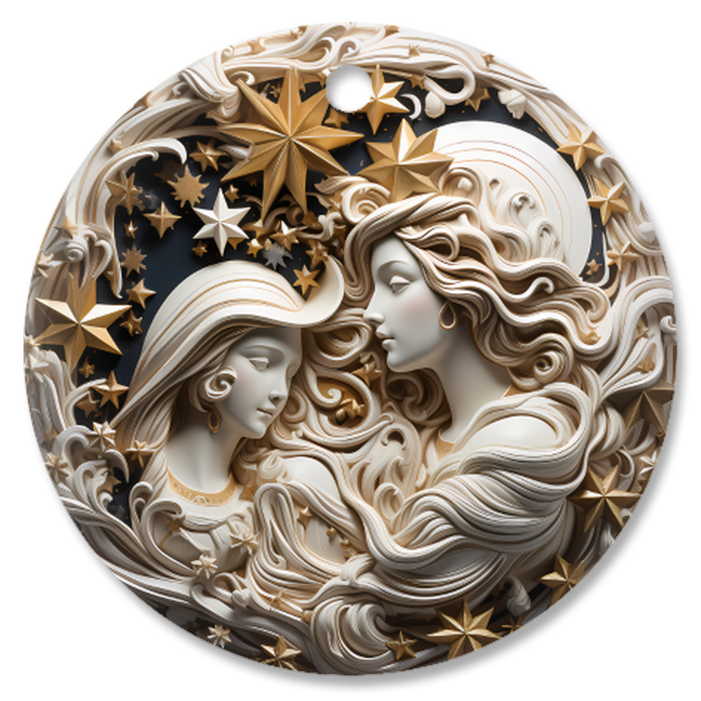 Radiant 3D-style Image, Porcelain Angel Ornament:  Elegance in Every Detail for Your Holiday Joy!