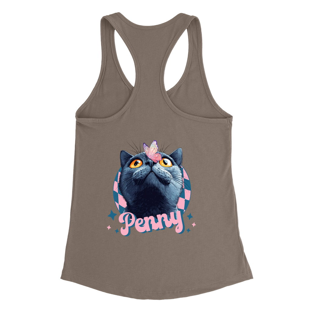 Next Level 1533 Women’s Racerback Tank Top – Whimsical Animal & Insect Portrait.