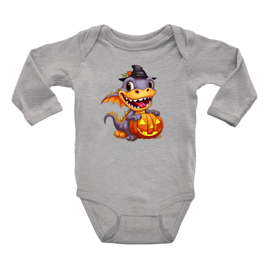 Infant Halloween Dinosaur Long Sleeve Onesie.
