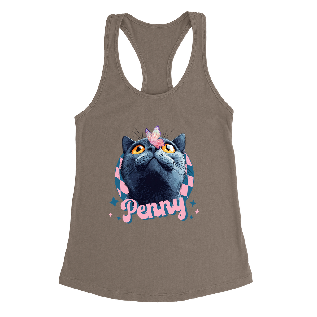 Next Level 1533 Women’s Racerback Tank Top – Whimsical Animal & Insect Portrait.