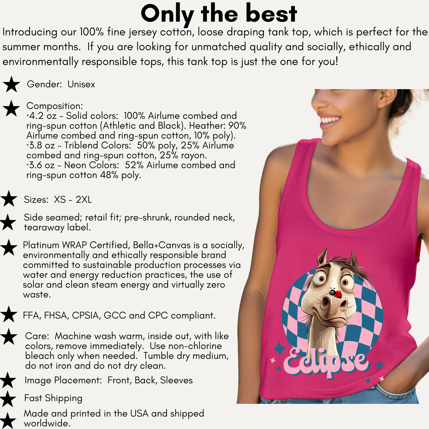 Next Level 1533 Women’s Racerback Tank Top – Whimsical Animal & Insect Portrait.