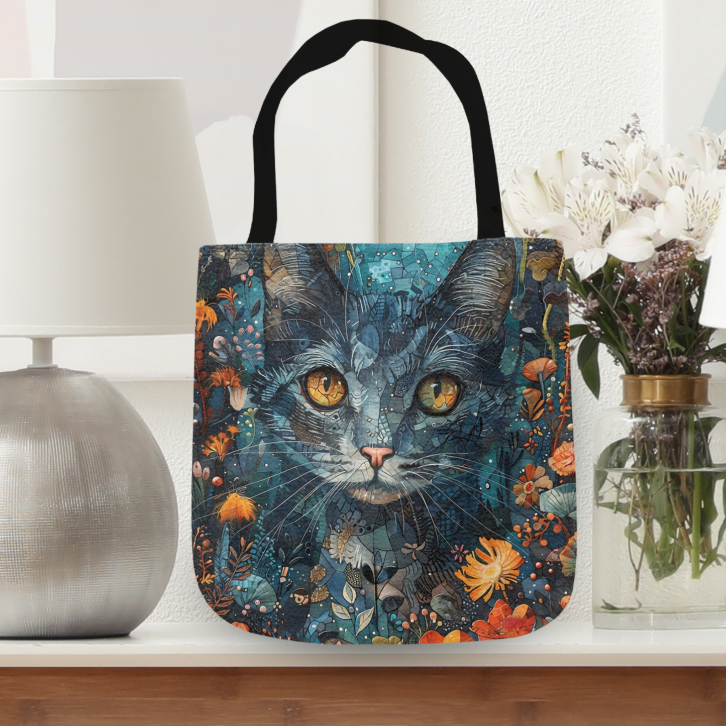 Tapestry Tote Cute Cat Bag Blue Cat Hobo Bag Tapestry Shoulder Bag Jacquard Woven Tote Bag Tapestry Tote Kids Grocery Bags Art Cat Mom