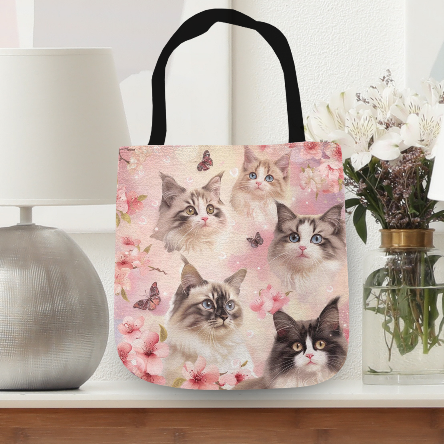 Tapestry Tote Cute Cat Bag Pink Cat Hobo Bag Tapestry Shoulder Bag Jacquard Woven Tote Bag Tapestry Tote Kids Grocery Bags Art Cat Mom