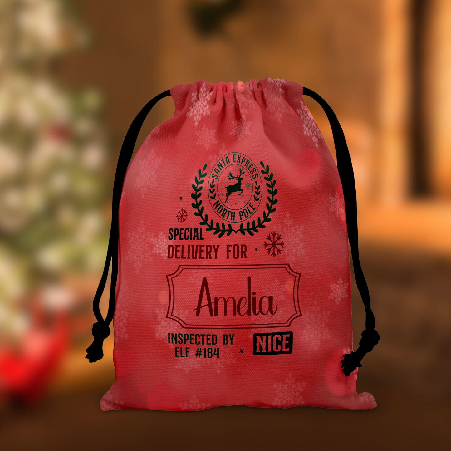 Personalized Large Christmas Drawstring Sack, "Santa Express North Pole, Special Delivery For..." Personalized Bag, Santa Sack, Kid's Christmas Sack, Christmas Bags, Party Supplies Bag, Gift Sacks