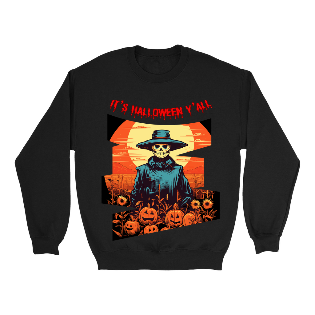 Explore our bewitching collection of Halloween sweatshirts, showcasing the mysterious allure of a Scarecrow on the front.