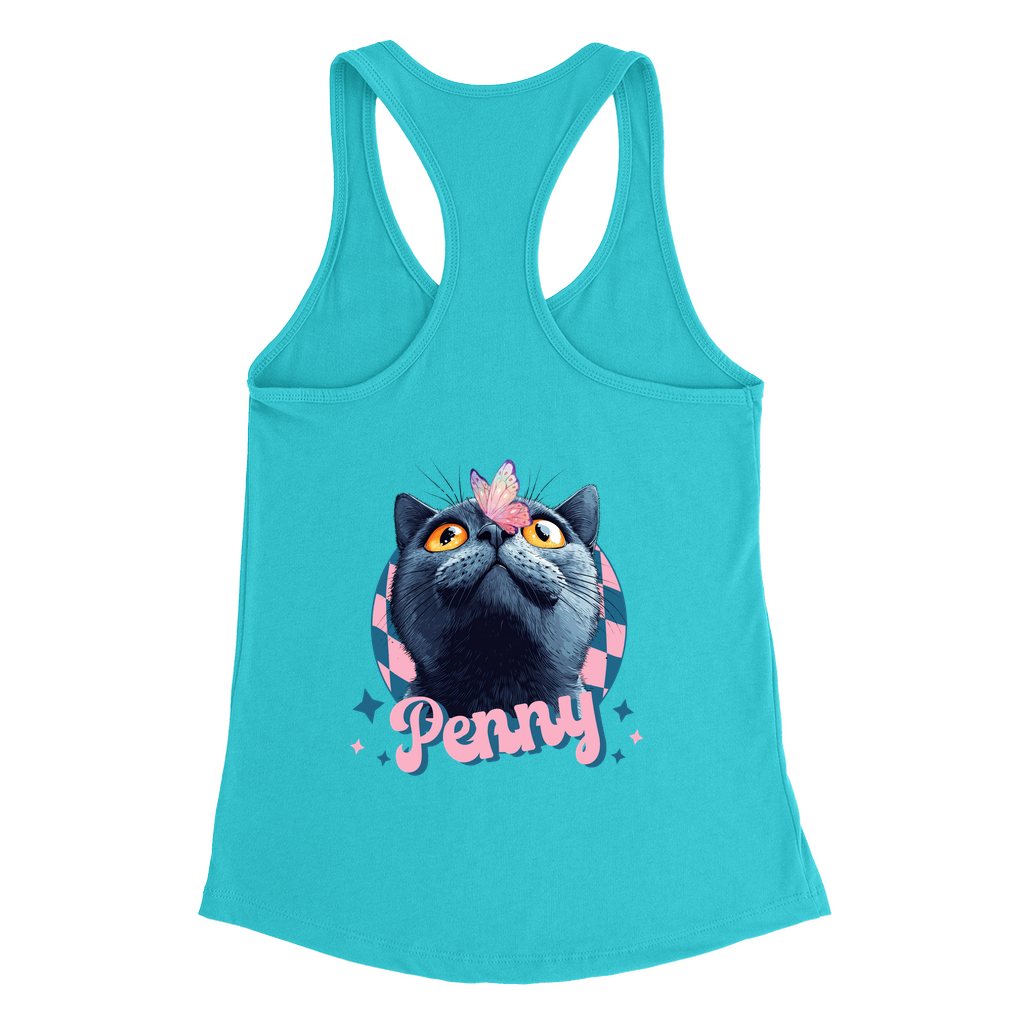 Next Level 1533 Women’s Racerback Tank Top – Whimsical Animal & Insect Portrait.