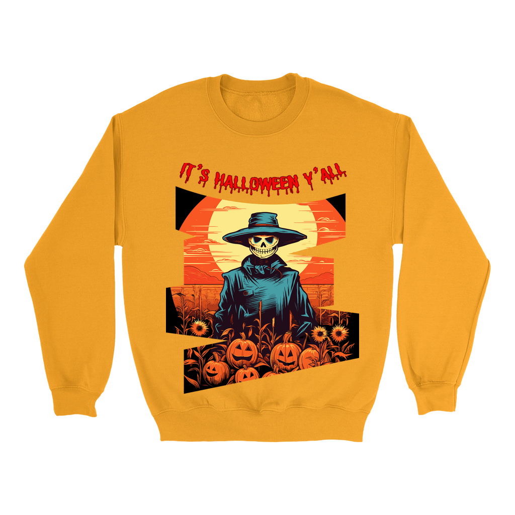 Explore our bewitching collection of Halloween sweatshirts, showcasing the mysterious allure of a Scarecrow on the front.