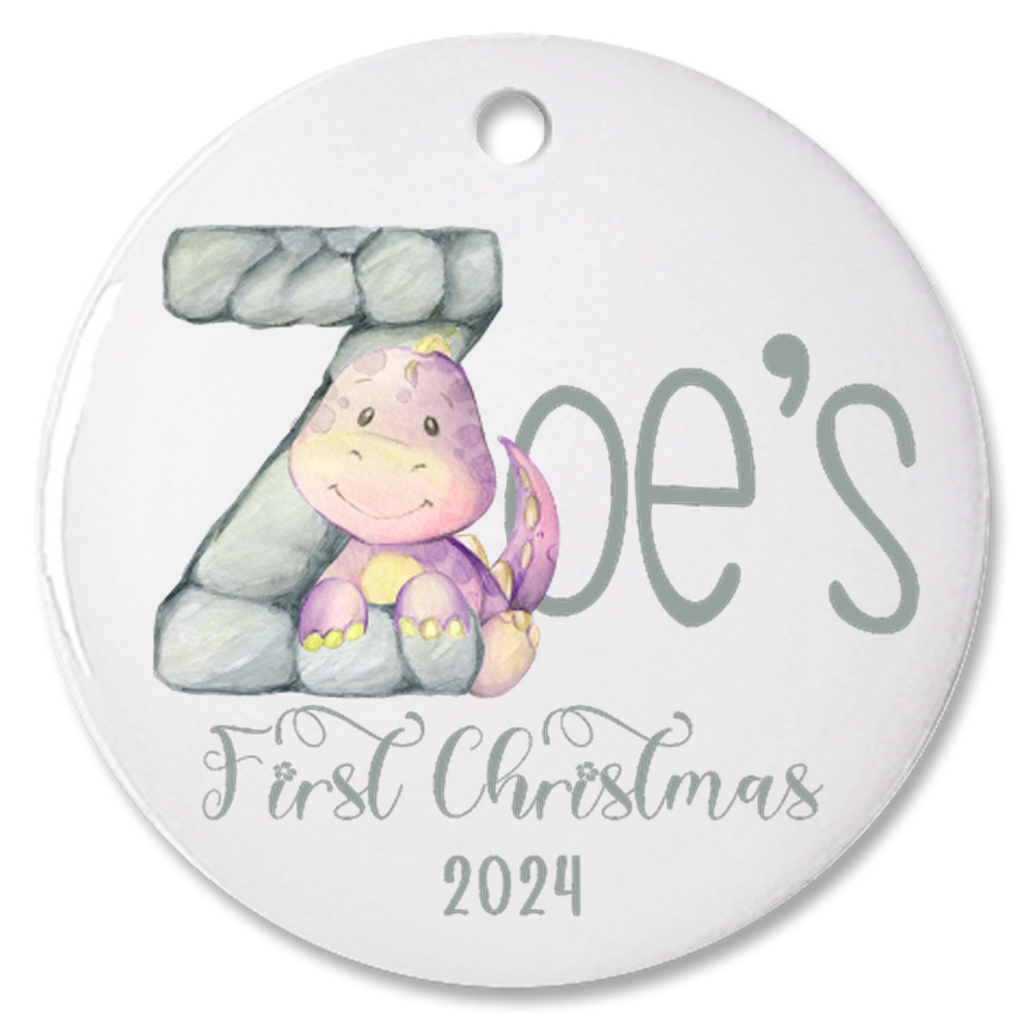 Personalized, Customized Baby’s First Christmas Tree Porcelain Alphabet Ornament, Baby’s 1st Christmas Bauble, Baby’s Christmas Keepsake