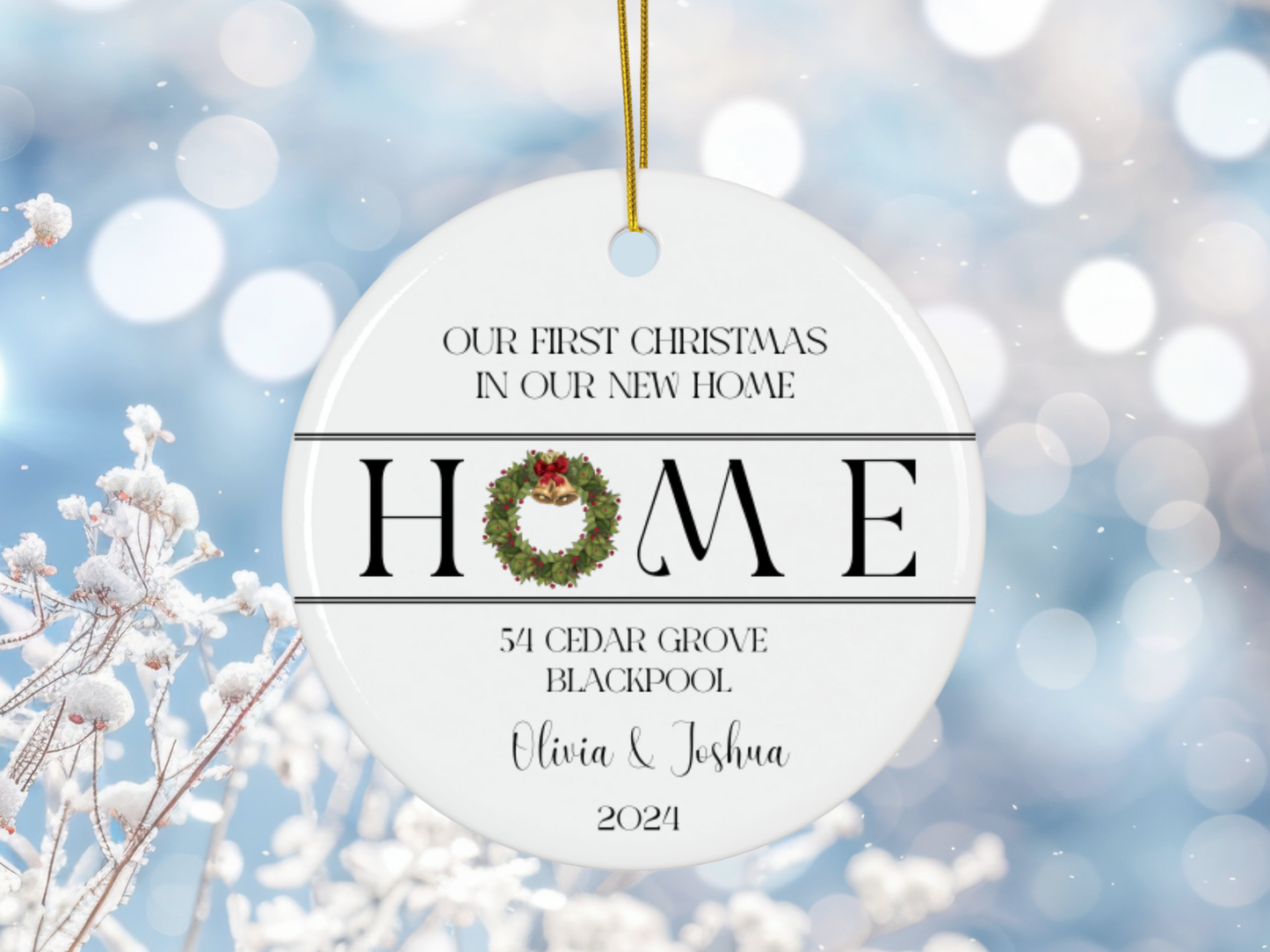 Personalized “First Christmas In Our New Home” Christmas Porcelain Ornament, Customized New House Ornament, Our First Home Keepsake 2024