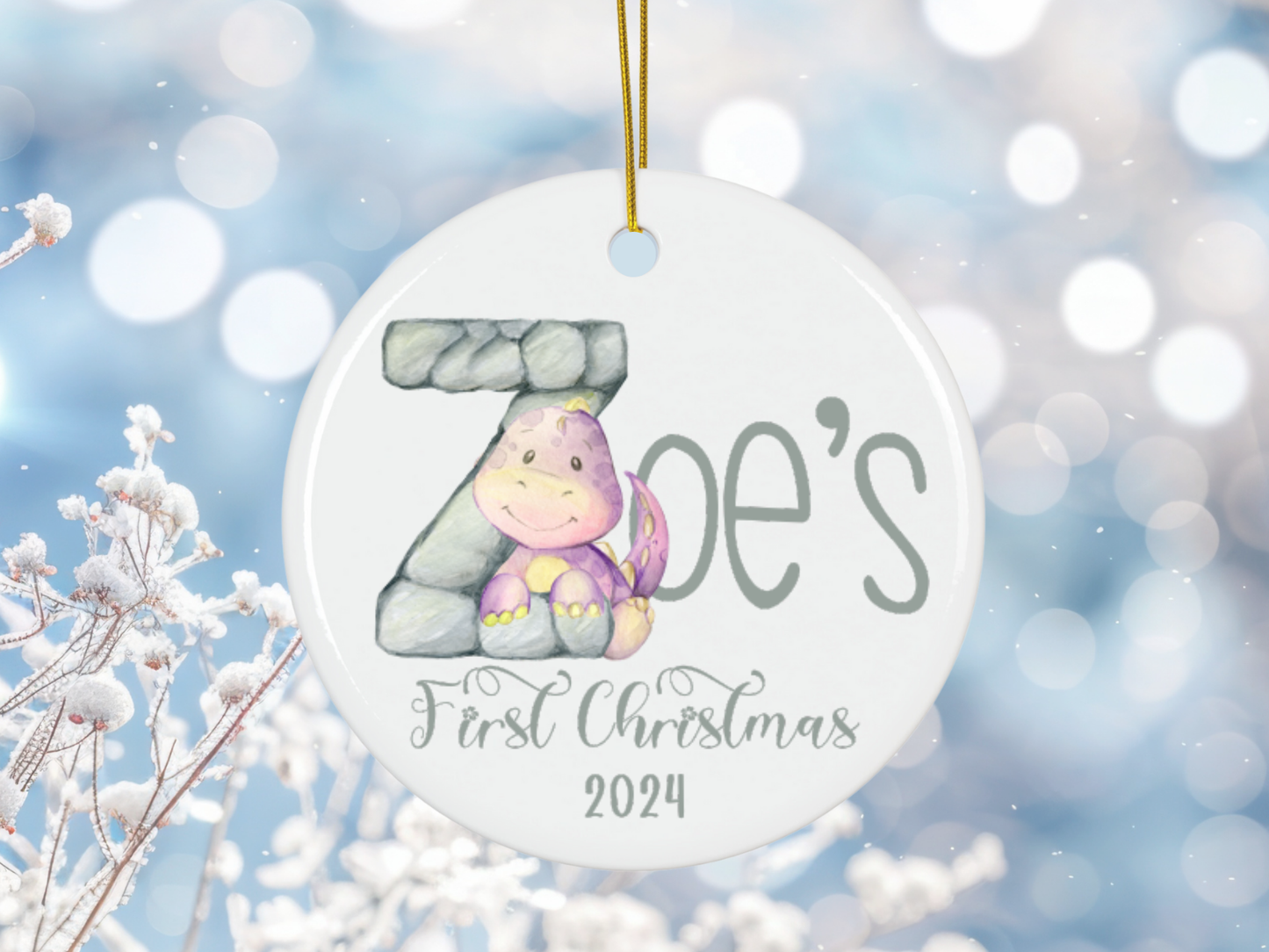 Personalized, Customized Baby’s First Christmas Tree Porcelain Alphabet Ornament, Baby’s 1st Christmas Bauble, Baby’s Christmas Keepsake