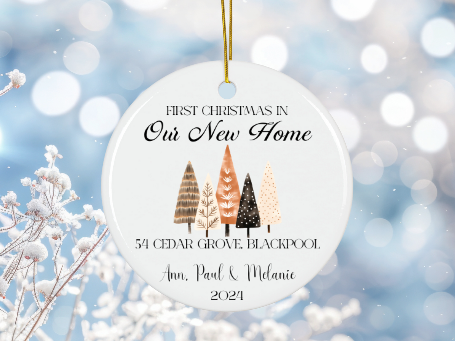 Personalized “First Christmas In Our New Home” Christmas Porcelain Ornament, Customized New House Ornament, Our First Home Keepsake