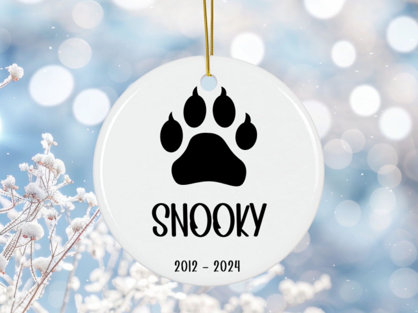 Personalized Pet Memorial Ornament, Sympathy Gift For Loss Of Cat, Remembrance Gift Pet Loss, Pawprint Pet Keepsake Bauble