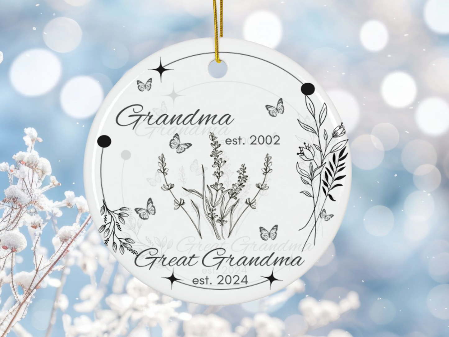 Personalized New Great Grandma Christmas Porcelain Ornament, Pregnancy Reveal to Grandma, First Time Great Grandma Christmas Ornament Gift