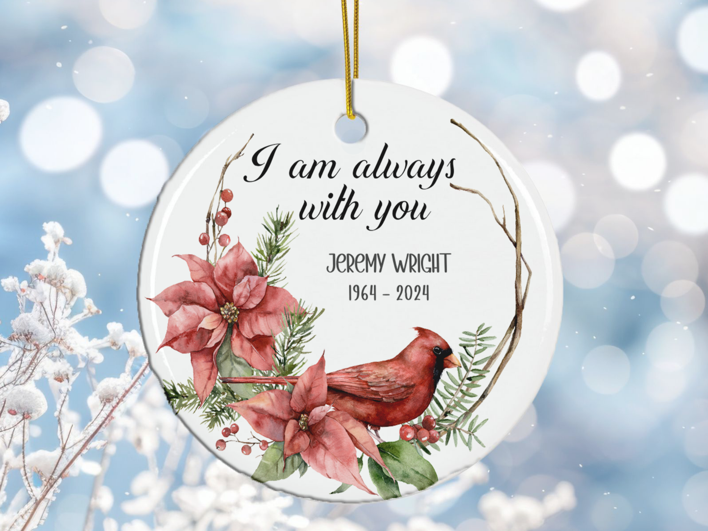 Personalized Memorial Bauble Christmas Memory, Porcelain Ornament Remembrance Christmas Decoration