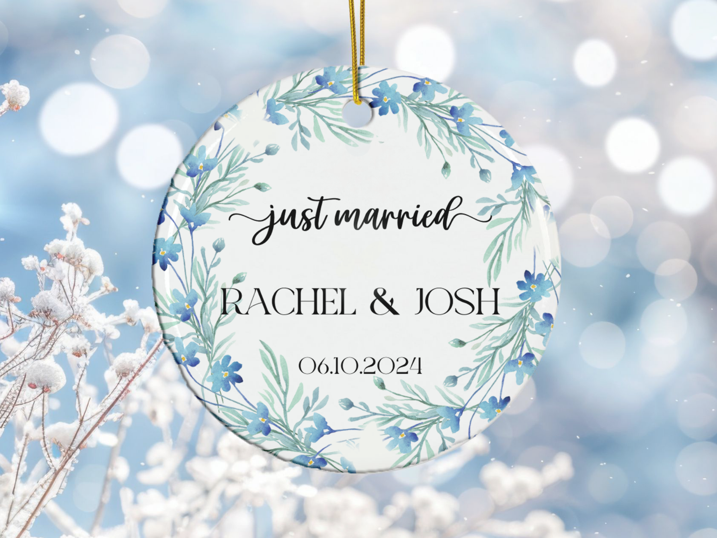 Personalized Just Married Ornament, Custom Newlyweds Bauble Gift, Custom Wedding Keepsake, Wedding Gift, Christmas Newly Married Gift