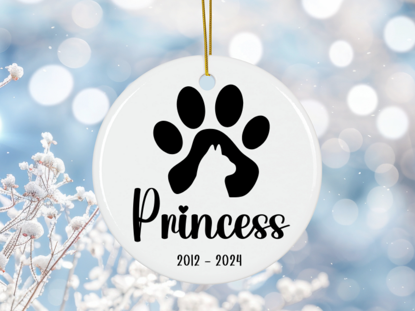 Personalized Pet Memorial Ornament, Sympathy Gift For Loss Of Pet, Remembrance Gift Pet Loss, Pawprint Pet Keepsake Bauble