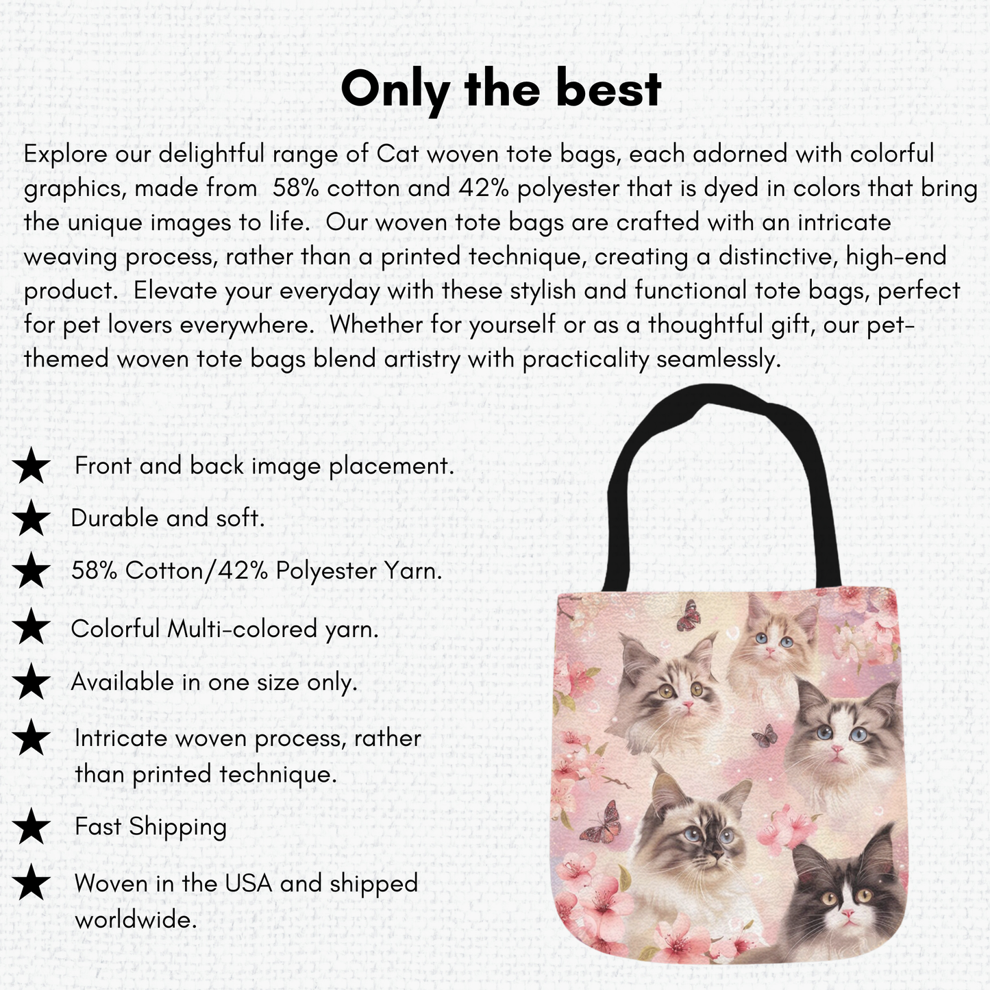 Tapestry Tote Cute Cat Bag Pink Cat Hobo Bag Tapestry Shoulder Bag Jacquard Woven Tote Bag Tapestry Tote Kids Grocery Bags Art Cat Mom