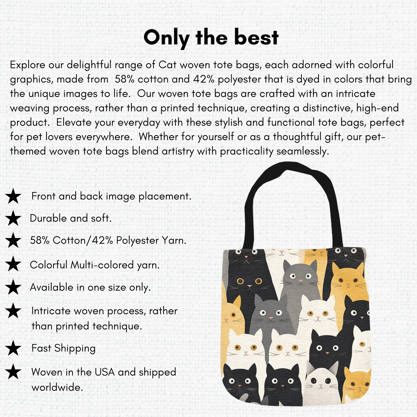 Tapestry Tote Cute Cat Bag Black Hobo Bag Tapestry Shoulder Bag Jacquard Woven Tote Bag Tapestry Tote Kids Grocery Bags Art Cat Mom Bag All Over Print Bags, Cat Lover Tote Bags