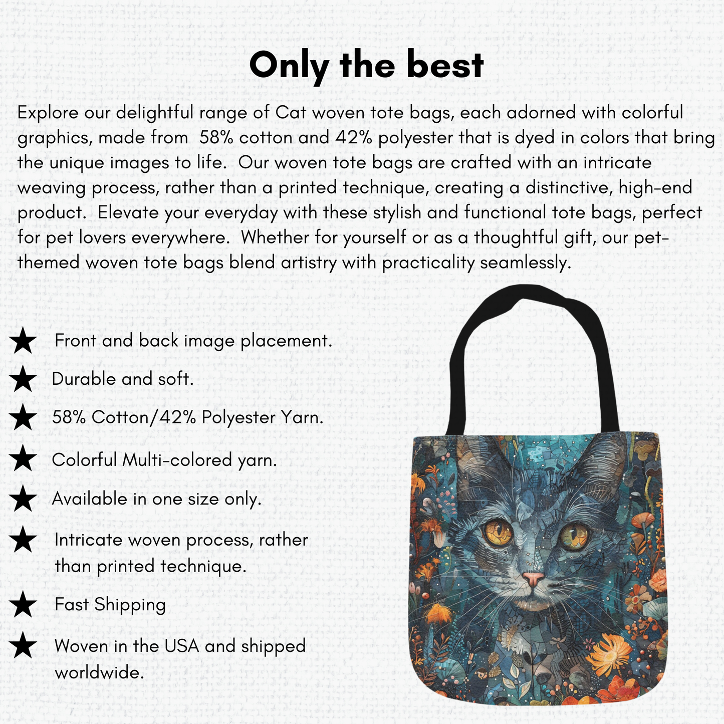 Tapestry Tote Cute Cat Bag Blue Cat Hobo Bag Tapestry Shoulder Bag Jacquard Woven Tote Bag Tapestry Tote Kids Grocery Bags Art Cat Mom