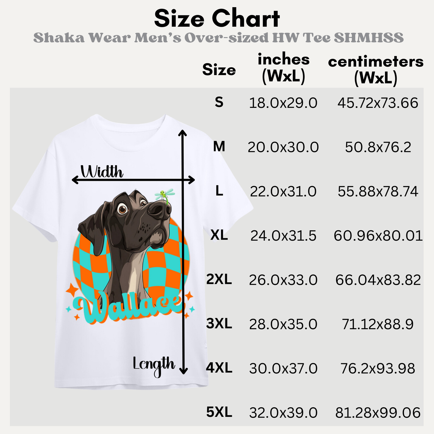 Shaka Wear SHMHSS Men’s Oversized Heavyweight T-Shirt - Whimsical Animal & Insect Portrait.