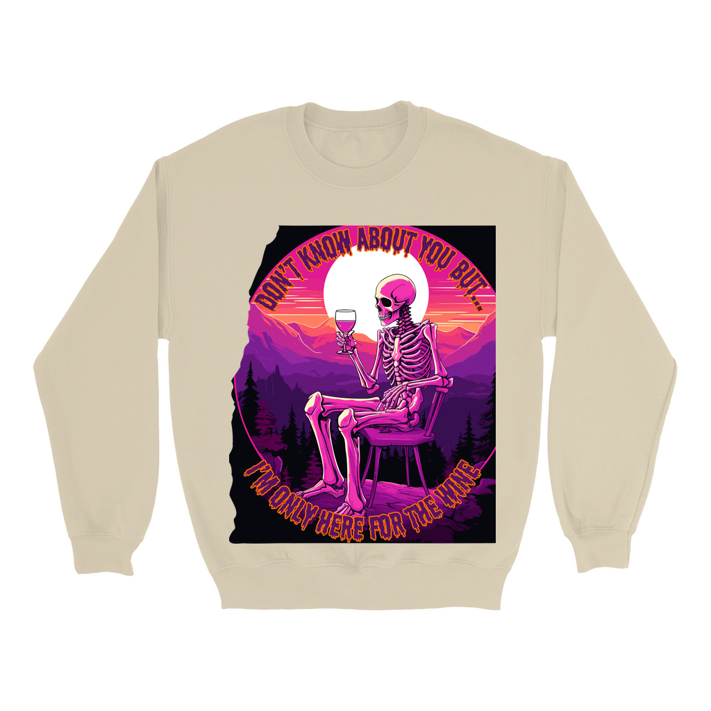 Explore our bewitching collection of Halloween sweatshirts, showcasing the mysterious allure of a drinking skeleton on the front.